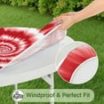 thumbnail image 5 of Red White Tie Dye Spiral Pattern Round Fitted Tablecloth with Elastic Edge,Dining Table Cover Waterproof,Outdoor Round Tablecloth for Camping,Dining,Indoor and Outdoor, 5 of 7