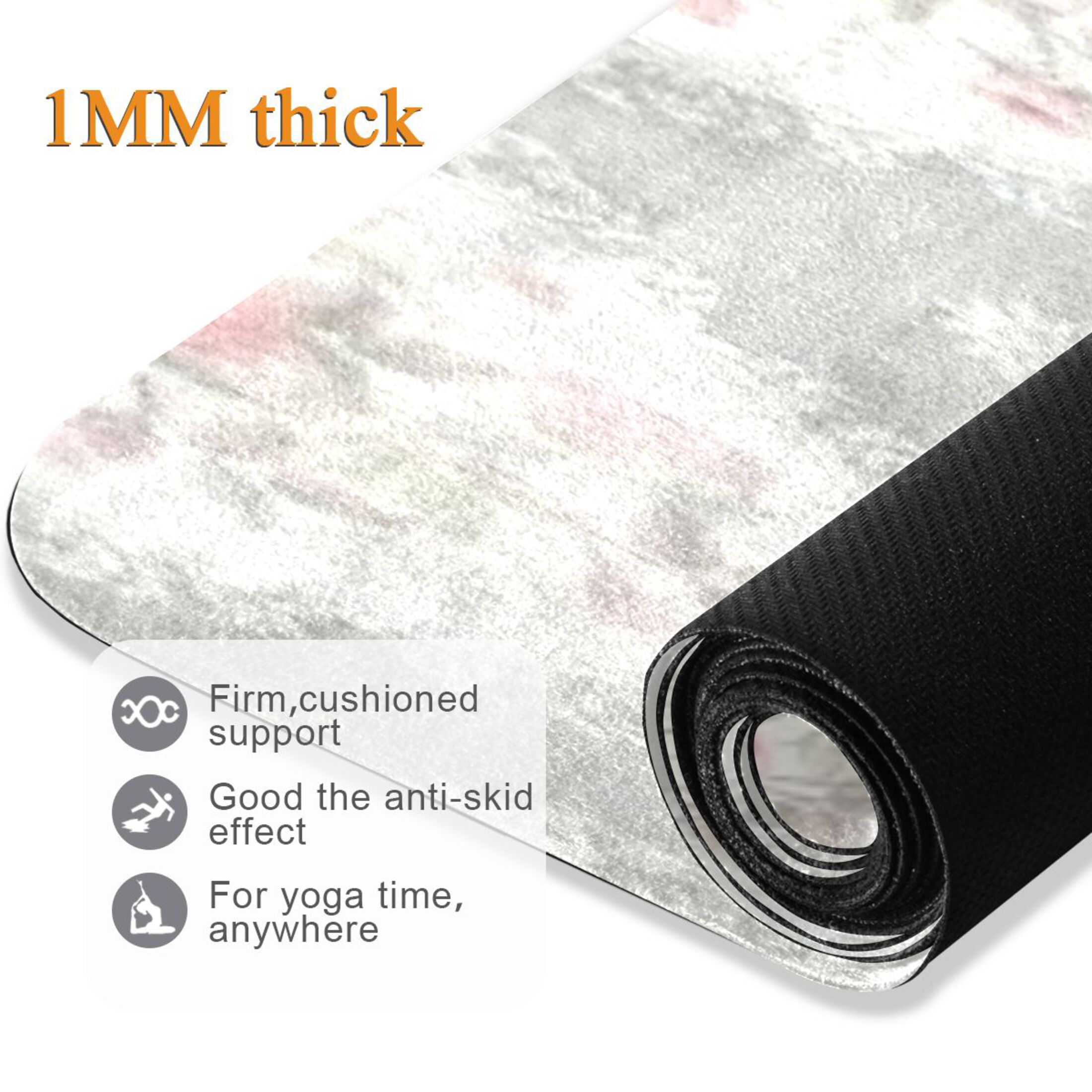 BZSMCE Yoga Mat Women Fitness Mat Light Gray Floral Medallion Pattern