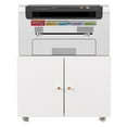 thumbnail image 4 of 2 Door Steel Copier Cabinet, White Copier Stand with 360° Universal Wheel and Adjustable Height Dividers, Mobile Pedestal File Printer Stand, Office Furniture, 4 of 9