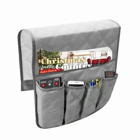 Sofa And Chair Slipcover Set Non-Slip Sofa Couch Chair Armrest Organizer with 5 Pockets for Phone, Book, Magazines, TV Remote Control ()