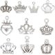 thumbnail image 1 of 60 piezas de 10 estilos de dijes: dije de princesa, dije de rey plateado con diamantes de imitación y circonitas cúbicas, dije de reina con coronas huecas., 1 of 6