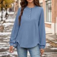 thumbnail image 5 of Women's Fashion Women's Lightweight Long Sleeve Pullover With Pockets Preppy Graphic Hoodie, Solid Color Fall Winter Sweatshirt with Button Details for Stylish Outfits,Blue,S, 5 of 7