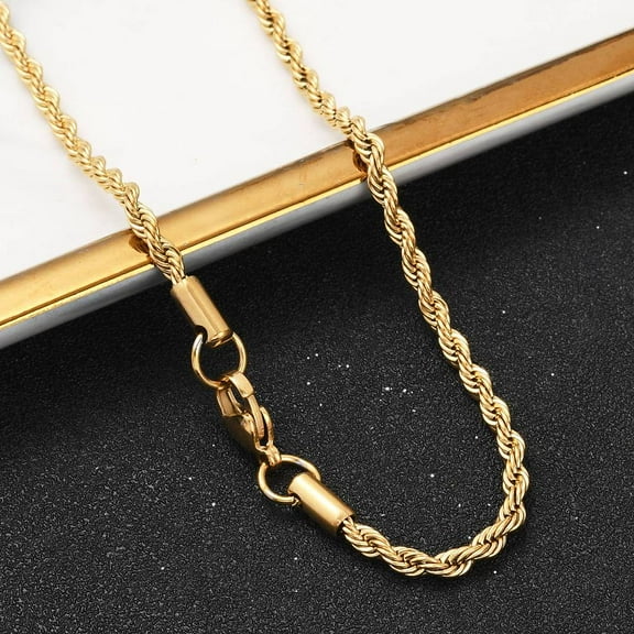 6pc 304 Stainless Steel Rope Chain Necklaces with Lobster Claw Clasps Golden 23.7 inch(60.1cm) 3mm