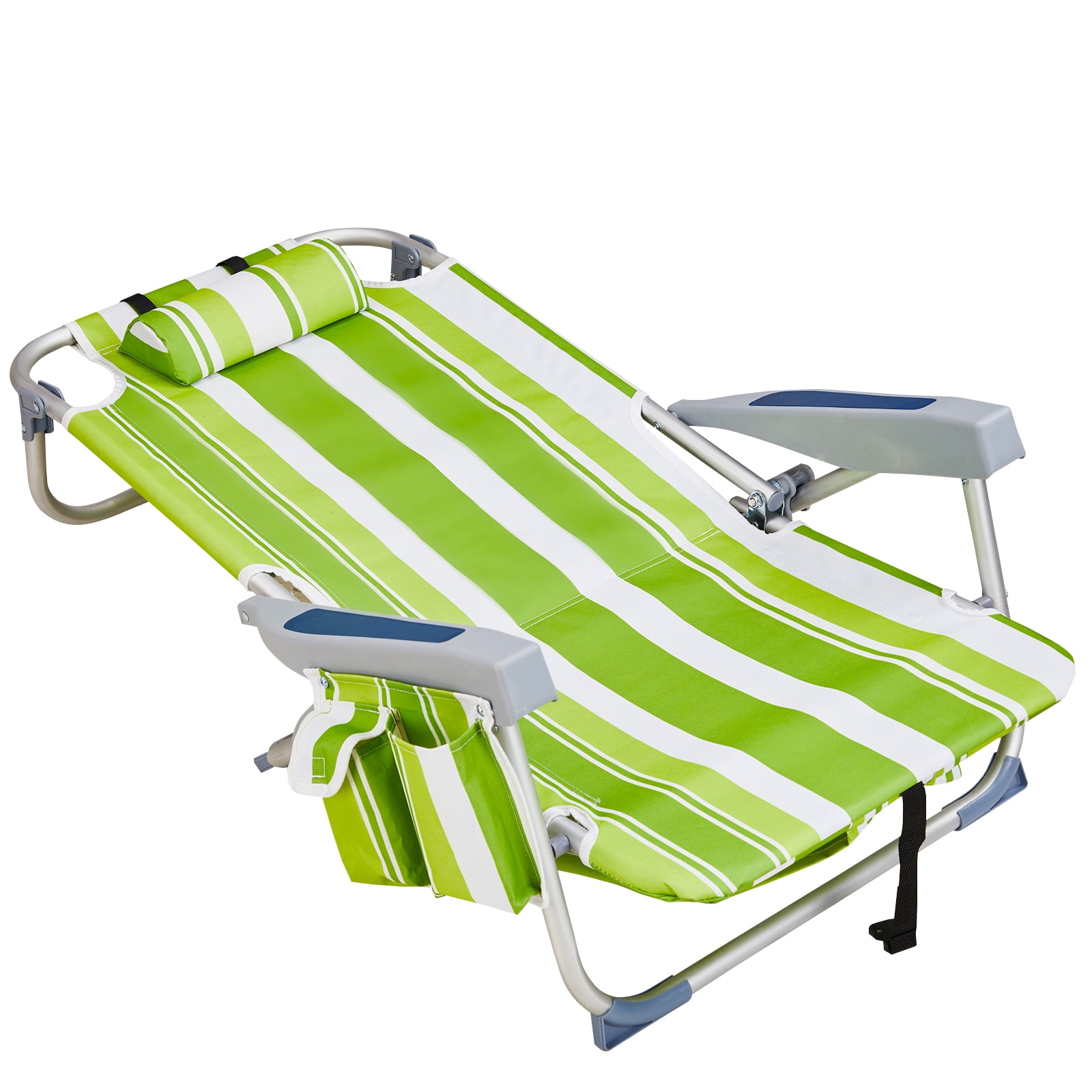 Aluminum Tube Bearing 100kg Beach Chair Green Stripes, 63*65*82cm