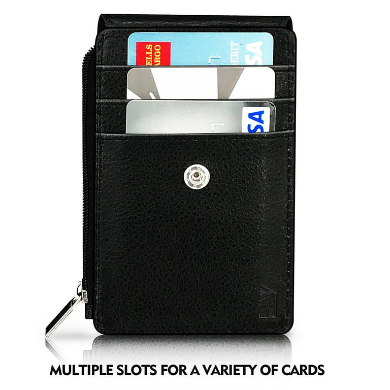 ELV Badge Holder, ID Badge Card Holder Wallet with 5 Card Slots, 1 RFID  Blocking Pocket, Retractable Reel and Neck Lanyard Strap for Offices ID
