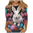 thumbnail image 3 of lcziwo Hoy Oferta Flash Easter Shirt Tshirts for Women 2025 Fashion 3D Bunny Rabbit Graphic Tees Shirts Loose Casual Round Neck 3/4 Sleeve Holiday Tops Multicolor L, 3 of 6
