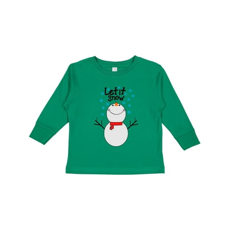 

Inktastic Christmas Let It Snow Cute Smiling Snowman with Snowflakes Gift Toddler Boy or Toddler Girl Long Sleeve T-Shirt
