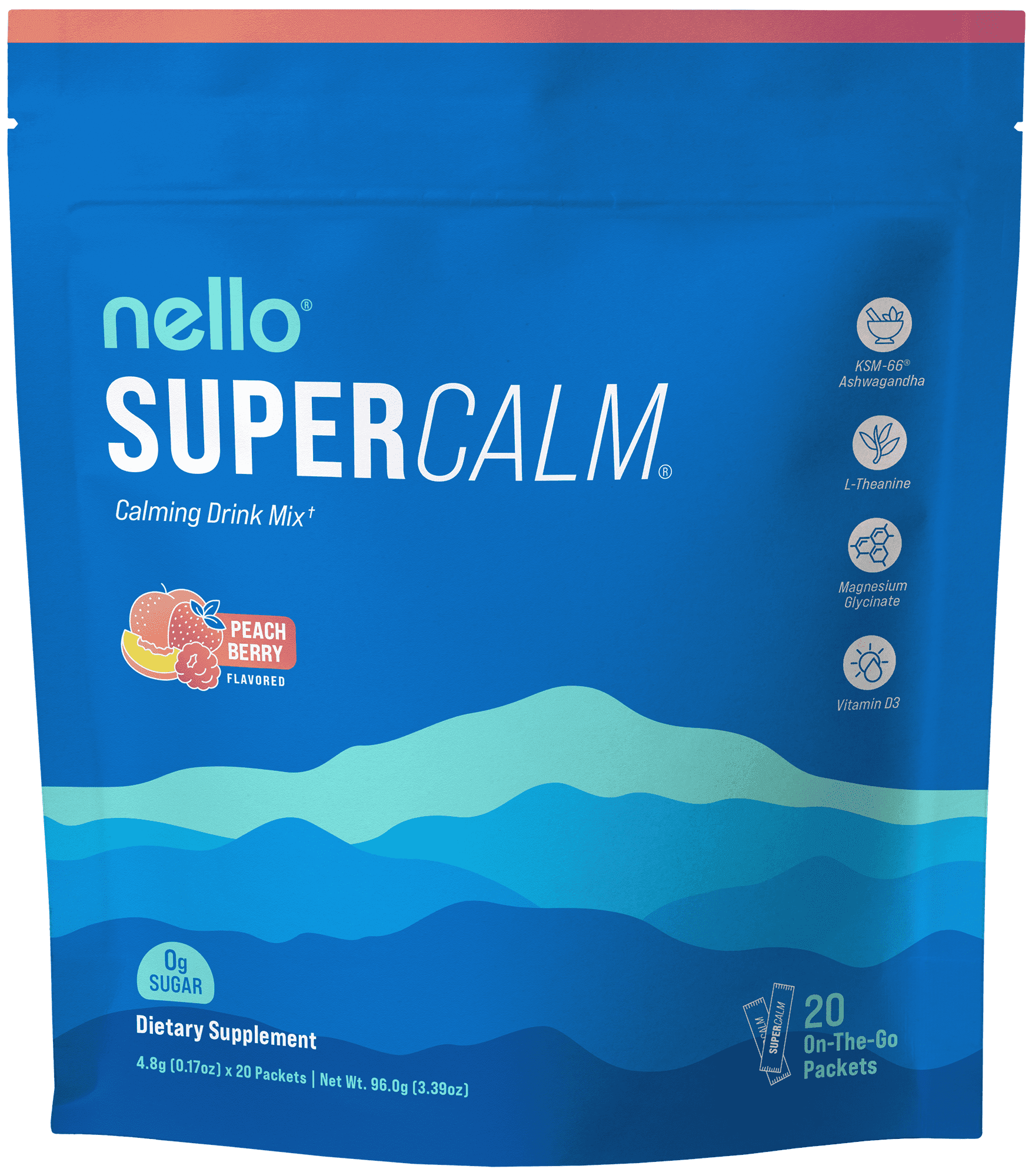 Nello Supercalm Drink Mix - Ashwagandha KSM 66, Magnesium