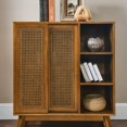 thumbnail image 7 of Kojooin Sideboard Cabinet, Mid Century Modern Rattan Buffet Cabinet With Adjustable Shelf, Solid Wood Feet & Rattan Cabinet Doors For Living Room Kitchen Dining Room Bedroom, 7 of 7