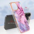 thumbnail image 2 of ELEHOLD for iPhone 13 Pro 6.1 inch Marble Case, Clear Electroplated Frame Soft TPU Anti-Scratch Wear-Resistant Wireless Charging Slim Fit Transparent Case for iPhone 13 Pro, Pink, 2 of 5