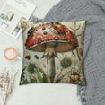 thumbnail image 2 of Creowell Wild Mushroom Pillow Cover Outdoor Butterfly Natural Dragonfly Pillow Case for Kids Teens Adults Retro Daisy Jungle Plants Rustic Style Cushion Cover for Room Decor  White, 2 of 5