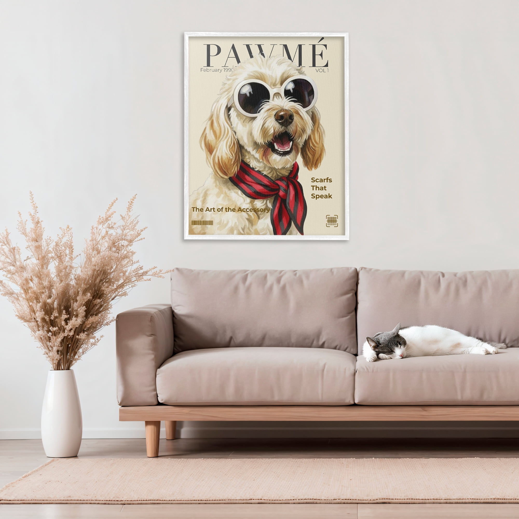 Stupell Industries Pawme Dog Fashion Magazine White Framed Giclee Art, design by A Barefoot Stylist