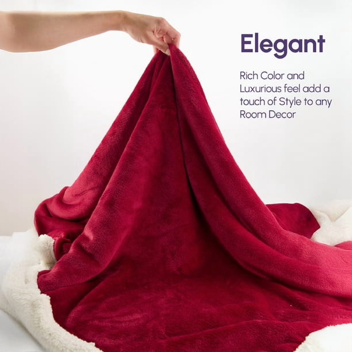 Beddora Couverture de Luxe en Flanelle Sherpa – 50” x 60” – Ultra-Douce & Chaude – 450 GSM Polaire Réversible – Couverture d'Hiver Confortable pour Canapé Ou Lit – Rouge