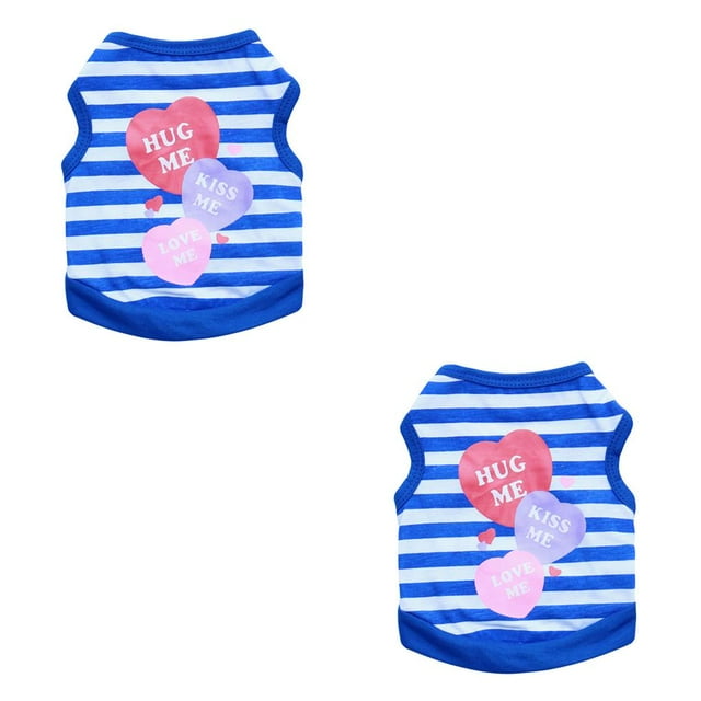 Greeniant Clothing T-shirt Summer Vests Pattern Stripes Printing Accessories Round Beauty Apparel Costume for Pet Dogs Teddy Type5 NO5