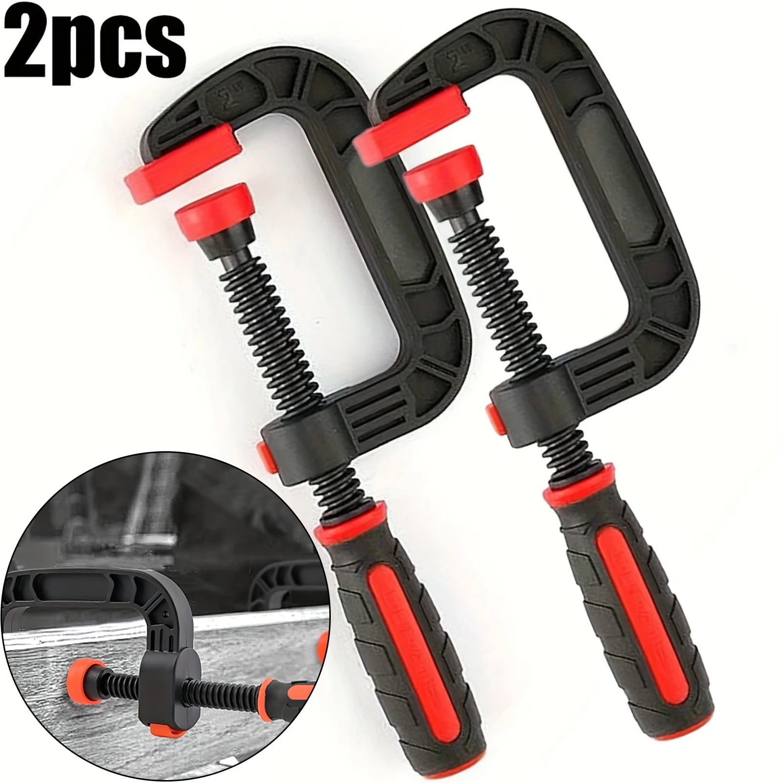 JAMCORAX 2 Pcs C-Clamps Set for Woodworking,Adjustable Plastic C-Clamp for Woodworking and Household Clamping Projects