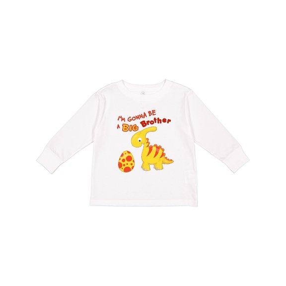 Inktastic I'm Gonna Be A Big Brother-dino Boys Long Sleeve Toddler T-Shirt