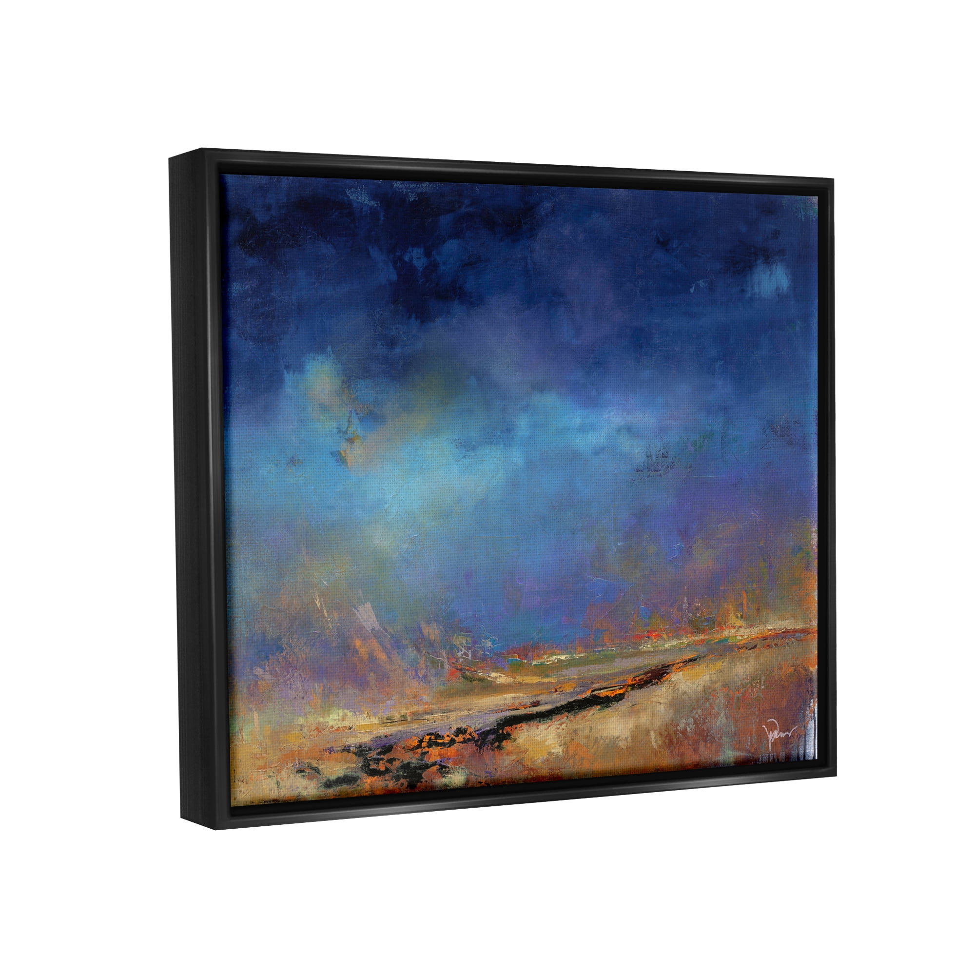 Stupell Lost Land Abstract Landscape Abstract Painting Black Floater Framed Art Print Wall Art