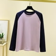thumbnail image 2 of UAMVSH Long Sleeve Shirts for Women Color Block Classic Crewneck Tops Lightweight Casual Basic Tees Fall Winter Clothes, 2 of 7