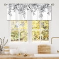 thumbnail image 3 of Eucalyptus Grey White Leaves Curtain Valance for Window Treatments Botanical Floral Plant Rod Pocket Kitchen Treatment Flower Drapes for Bathroom Bedroom Living Room 1 panel (52x18 Inch), 3 of 5