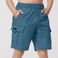 thumbnail image 2 of Pretxorve Kids Boys Cargo Shorts Summer Solid Elastic Waist Loose with Side Pockets Casual Bottoms Sizes 5‑15Y, 2 of 5