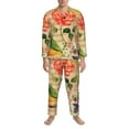 thumbnail image 3 of Uemuo Vintage Bird Pattern 2-Piece Loungewear Set - Men’s Soft Sleepwear, Cozy Winter PJs, Comfy Sleep Set-, 3 of 7