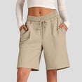 thumbnail image 2 of Womens Athletic Shorts, Audhol Women's Solid Color Comfortable Loose Cotton Shorts Casual Pants Drawstring Sports Pants Sweat Shorts Women Khaki S, 2 of 8