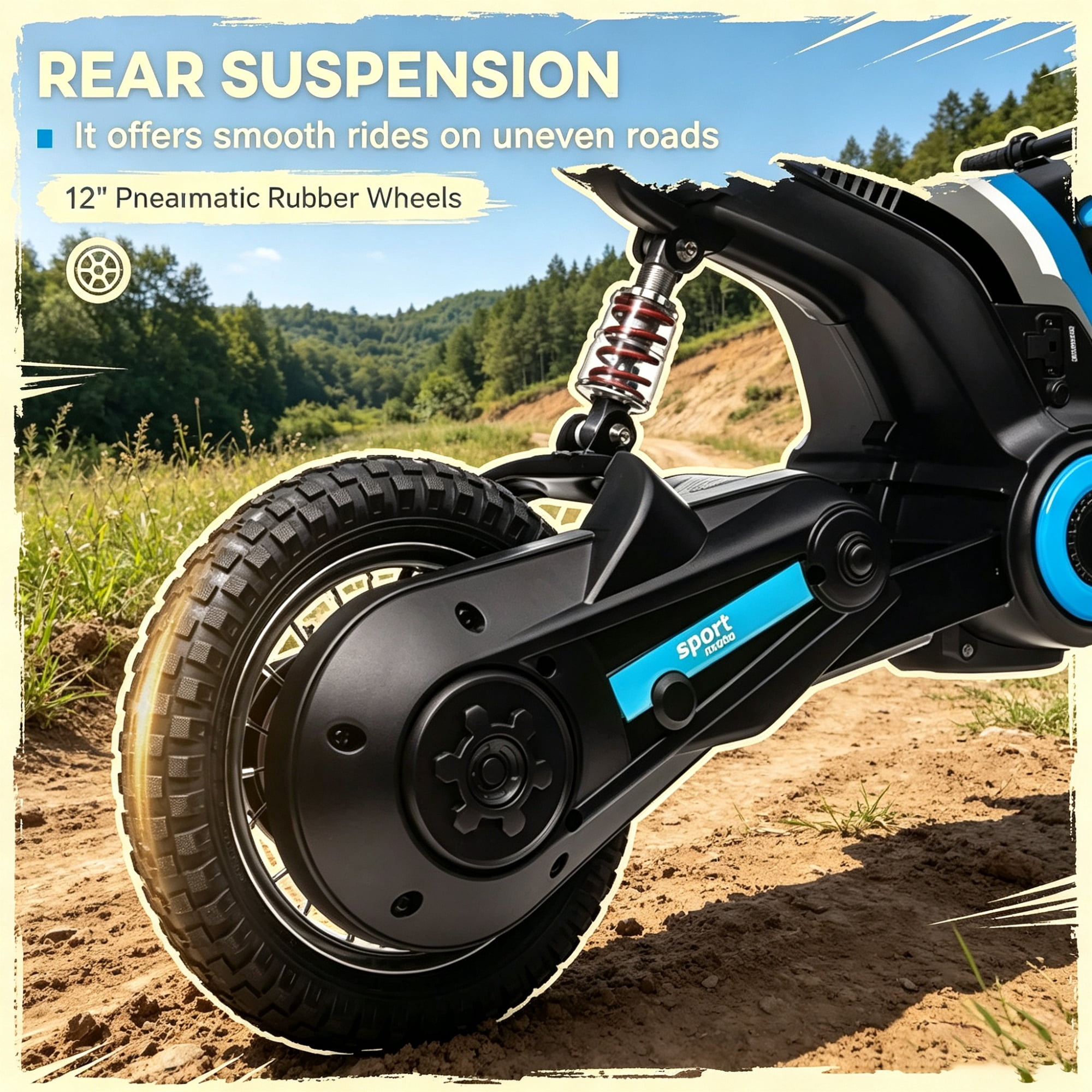 24V 350W Electric Dirt Bike, Twist Grip Throttle up to 15 MPH Ideal for Ages 13+ with Adult Supervision Required, Blue