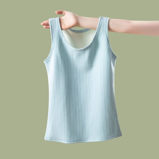 Ropa interior térmica para mujer, color sólido, cuello redondo, rayas, con base de terciopelo grueso, cubrecopas, pijama de poliéster para mujer