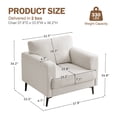 thumbnail image 3 of JULY'S SONG Accent Chair, Linen Fabric Comfy Upholstered Living Room Chairs, 37.8" Wide Mid Century Oversized Chair, Modern Arm Chair for Bedroom, Ivory, 3 of 11