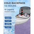 thumbnail image 4 of Mochila térmica BAGLHER 25 L, 30 latas, a prueba de fugas, color morado, 4 of 7