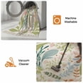 thumbnail image 5 of Boho Green Flower Bathroom Rug 2'x3', Botanical Watercolor Leaf Floral Low Profile Front Entryway Rug with Tassels, Woven Cotton Washable Kitchen Mat Carpet for Foyer Bedroom Back Door Decor, 5 of 9