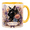 Accent Mug, variant on Lotusprint LLC Personalized Black Cat 2D Print Flat Ceramic Mug, Vintage Kitty Coffee Cup Gift