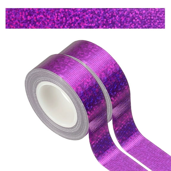 Uxcell 2 Roll Prism Tape, 15mm Self-Adhesive Holographic Reflective Decorative Tape for Crafts DIY Gift Packaging Art Scrapbook Wrapping Wall Decor, Purple