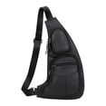 thumbnail image 2 of Bolsa de cuero para el pecho para hombres y mujeres Bolsa impermeable tipo bandolera con correa ajustable en bolsillos antirrobo para viajes, desplazamientos y deportes, 2 of 6