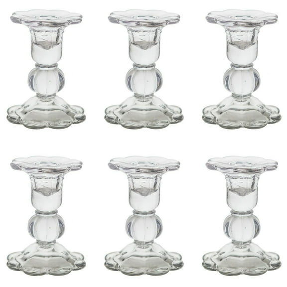 3.75" Taper Glass Candle Holder - Clear, 6PCS - Paraffin Wax