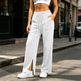 thumbnail image 2 of Ozmmyan 2026 Womens Wide Leg Sweatpants High Elastic Waist Side Split Cuff Casual Loose Fit Lounge Pants with Pockets, 2 of 8