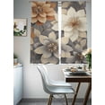thumbnail image 4 of Burnt Orange Grey Flower Sheer Curtains for Living Room Bedroom Vintage Spring Floral Botanical Sheer Curtains 72 Inch Long 2 Panels Set Light Filtering Curtain Window Treatments Drapes, 4 of 6