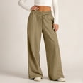 thumbnail image 4 of Summer Linen Pants for Women Wide Leg Beach Pant Elastic Waist Lightweight Casual Flowy Lounge Trousers with Pocket, L, 4 of 7