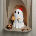 thumbnail image 5 of Ghost Resin Figurine Halloween Decor – Mini Red Hat Ghost Table Statue Fall Decorations for Home– Cute Seasonal Ornament for Mantel Indoor Halloween Decor, 5 of 8