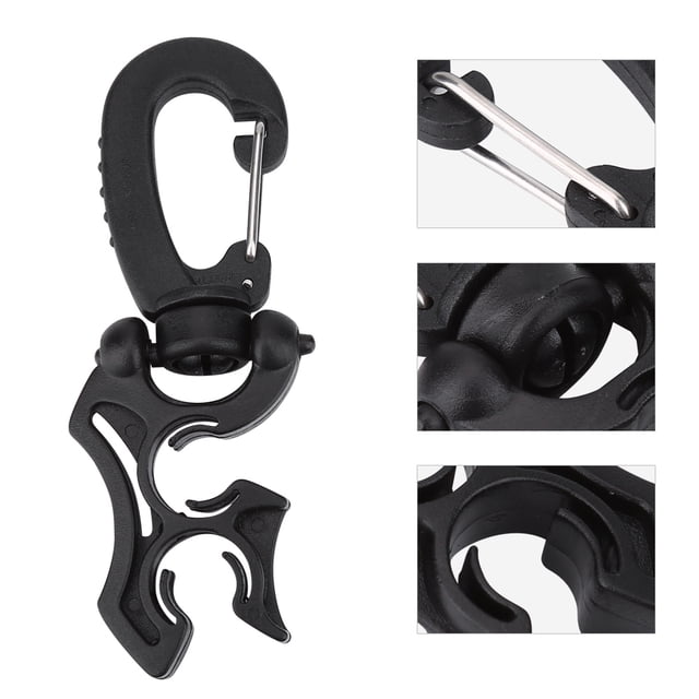 Clip de Manguera de Buceo, 1 Pieca Soporte de Clip de Manguera de Buceo para Exteriores Soporte de Manguera Doble Bcd Clip de Presión Giratoria Condemible Con Hebilla de Gancho de