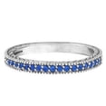thumbnail image 2 of Blue Sapphire Stackable Ring With Milgrain Edges in 14k White Gold, 2 of 3