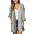 thumbnail image 3 of VISALY Long Cardigans Open Front Cardigan for Women Women's Fashionable and Casual Solid Color V Neck Long Sleeved Button Cardigan Thin Cardigans Lightweight Crewneck Cardigan Grey Xxl, 3 of 9