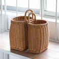 thumbnail image 4 of Plastic Woven Wall Hanging Storage Basket, Decorative Organizer Bin for Living Room, Kitchen & Bedroom, Space-Saving Wall Mounted Home Decor, Stylish and Functional Easter Supply, Medium, Brown, 4 of 7
