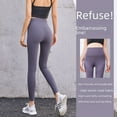 thumbnail image 2 of Pantalones de yoga ajustados deportivos sin costuras con cintura alta y caderas de color melocotón para mujer, 2 of 5