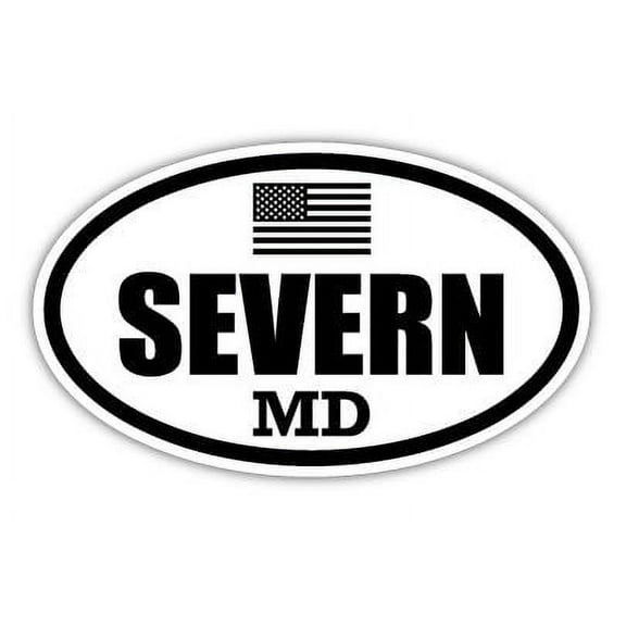 Severn MD Maryland Anne Arundel County Stealthy Subdued Old Glory US Flag Oval Euro Decal Bumper Sticker 3M Vinyl 3" x 5"