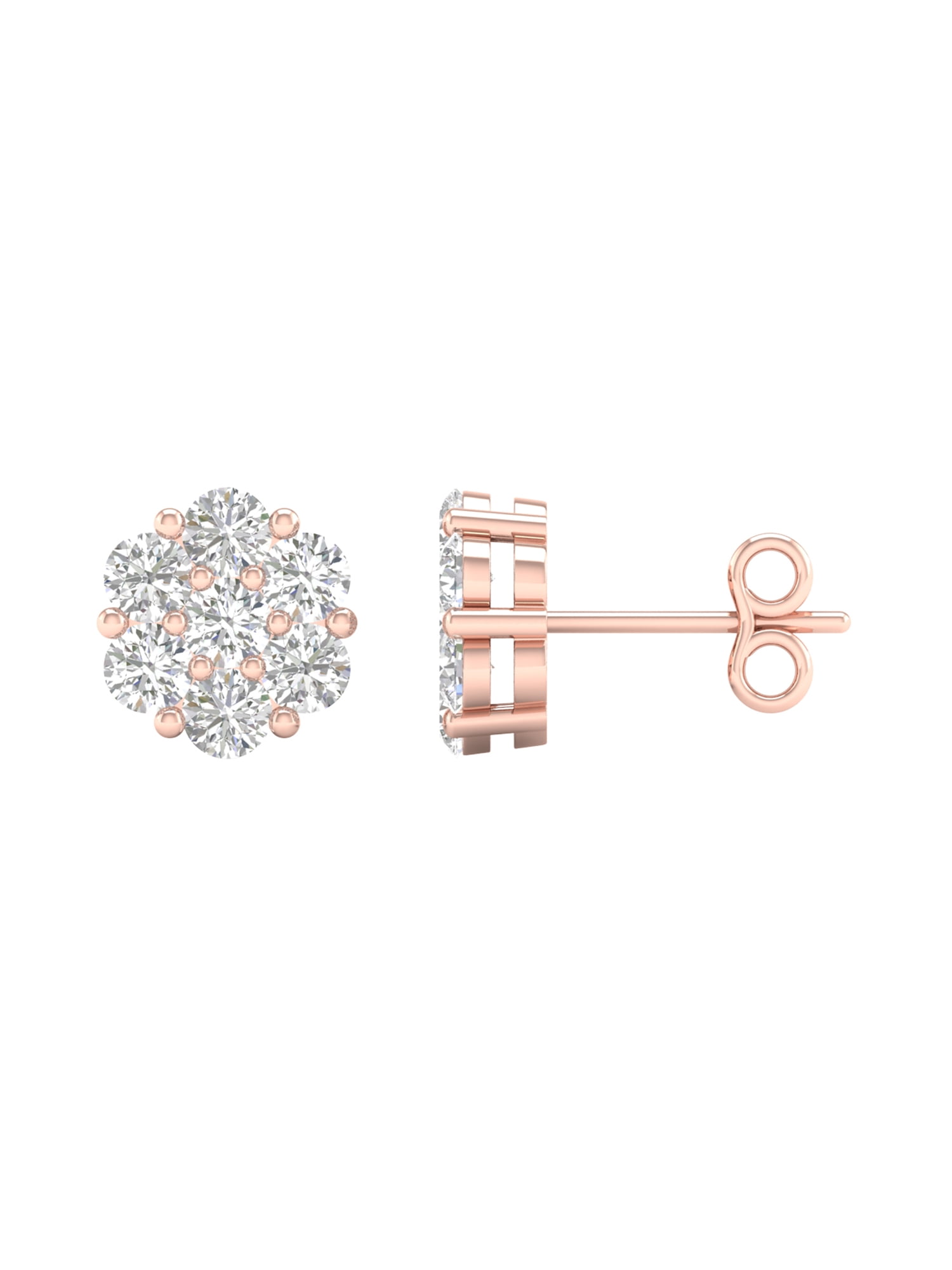 Details about   Natural 0.1ct Round Cut Diamond Ladies Flower Studs Earrings Solid 10K Gold 