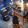 thumbnail image 6 of Casacomoda L Shaped Computer Desk with Charging Station , 61 inch PC Table Study Desk 4 Tier Drawers, Modern Simple Style Laptop Desk for Bedroom, Black, 6 of 6