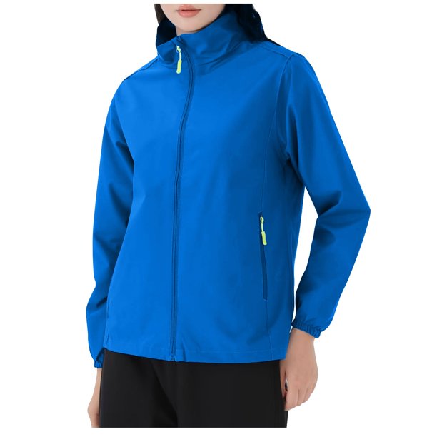 ICHUANYI, liquidación, chaqueta de una sola capa para parejas al aire libre para mujer, chaqueta informal con solapa y cremallera, parte superior suave holgada, abrigo/chaqueta informal con capucha de manga larga ICHUANYI WER202308170398