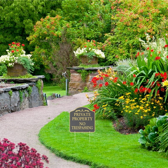 Clispeed Metal No Trespassing Sign for Yard with Stake Weather Resistant Outdoor Property Warning