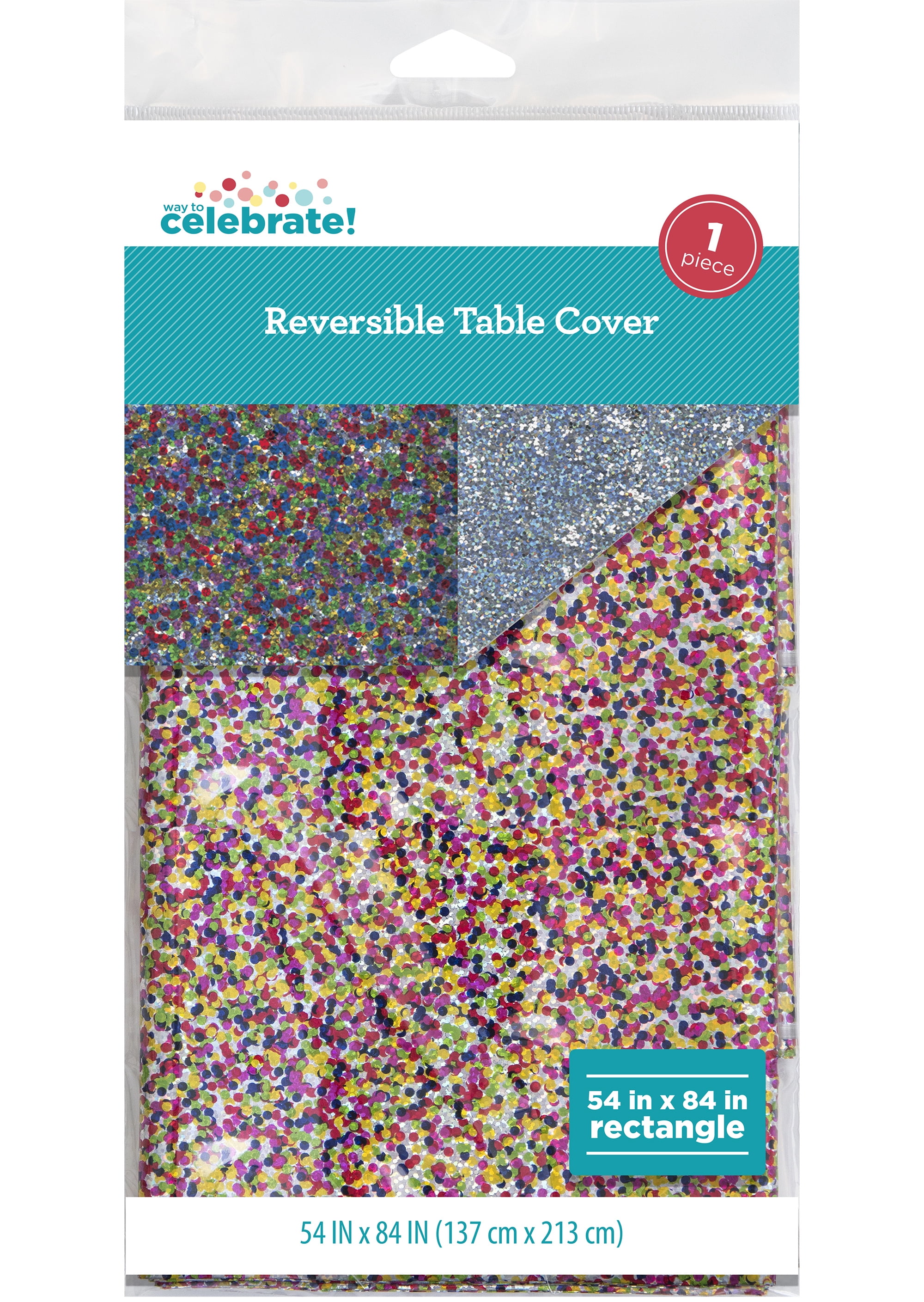Disposable Multicolor Prismatic Dots Plastic Tablecloth, 54" x 84" in by Way to Celebrate